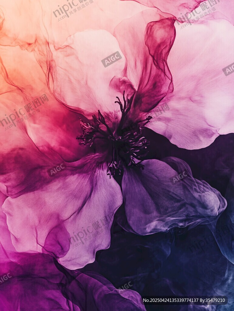 夢(mèng)幻絢麗的水墨花朵