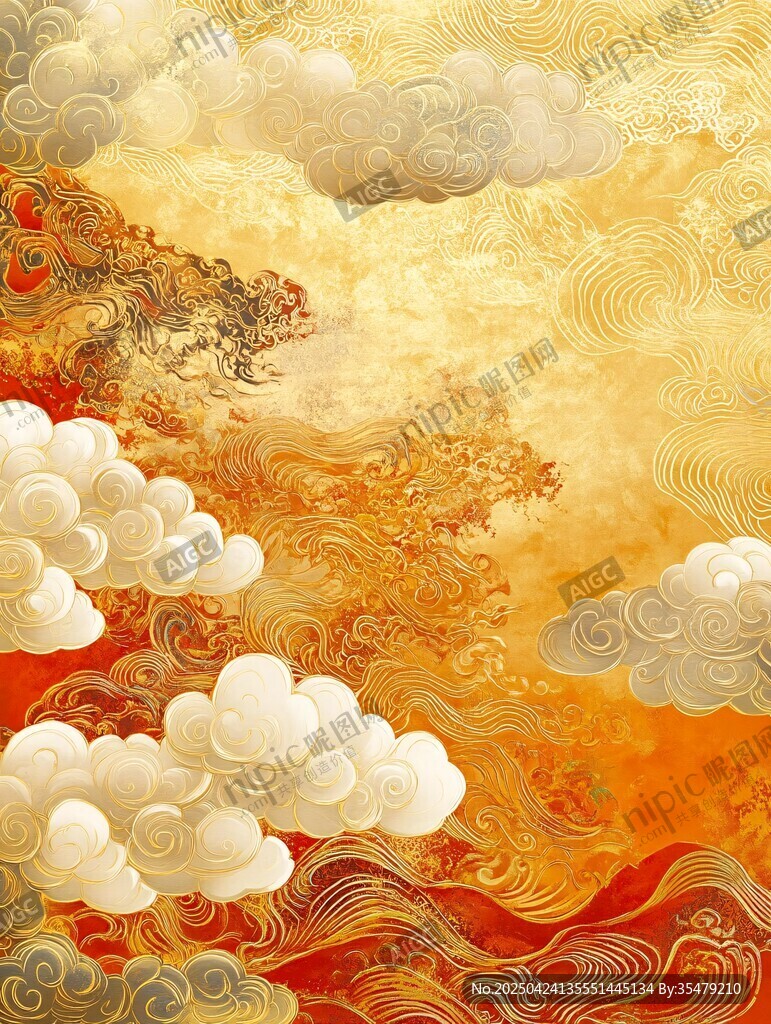 中式云海山巒祥瑞圖景