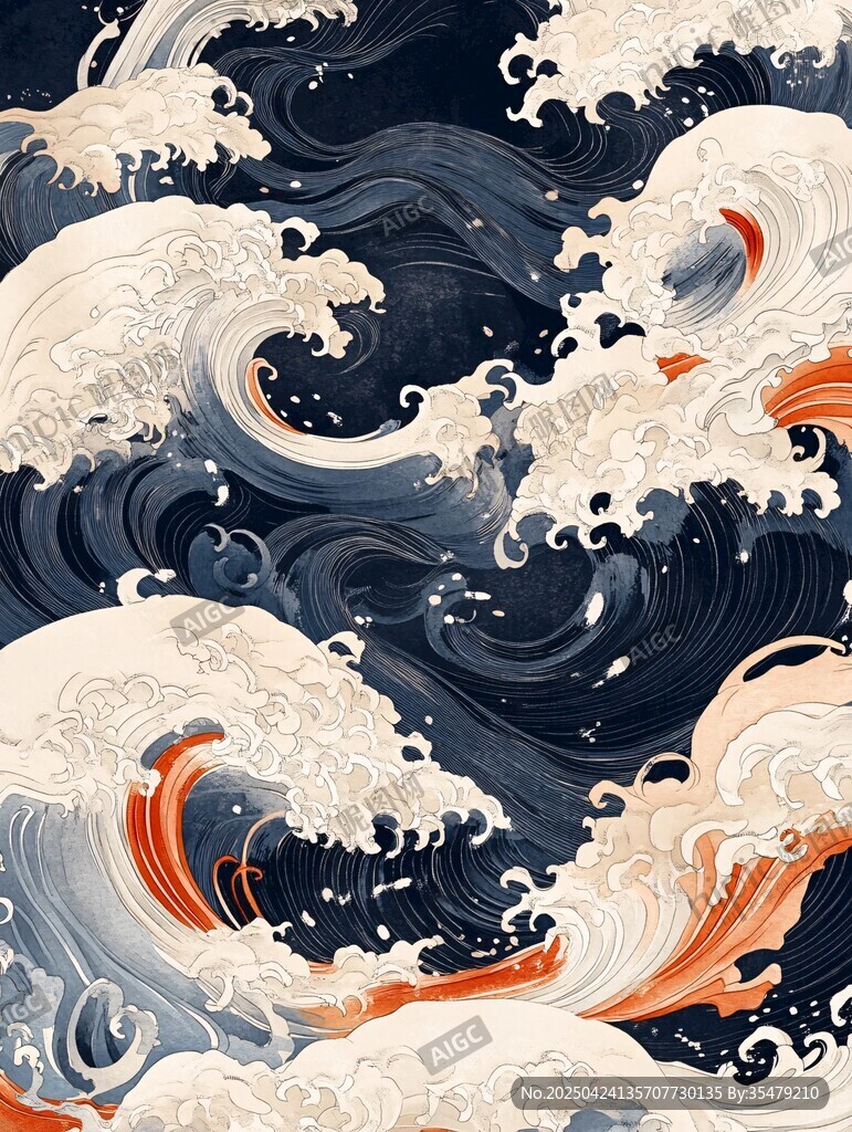 海浪涌動的壯麗藝術圖景