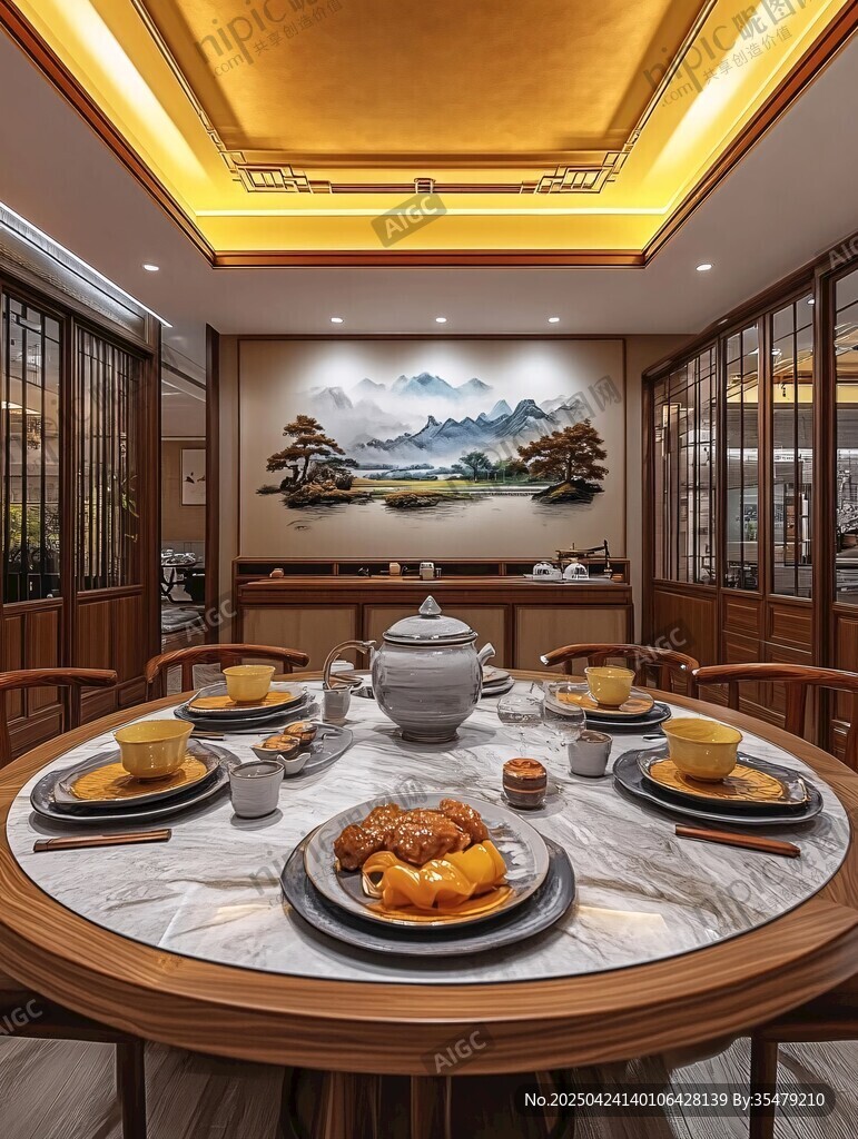 中式雅致餐廳的溫馨場景