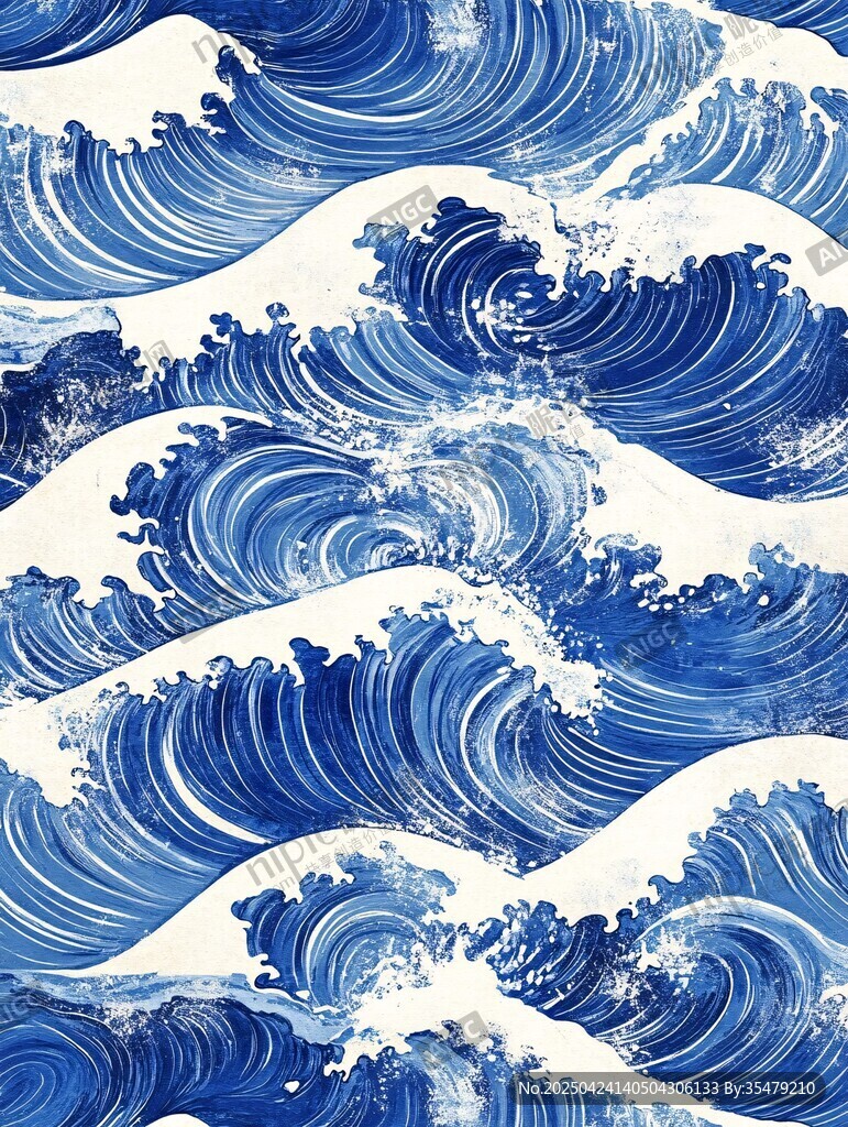 海浪圖案 靈動藍(lán)白海洋風(fēng)情