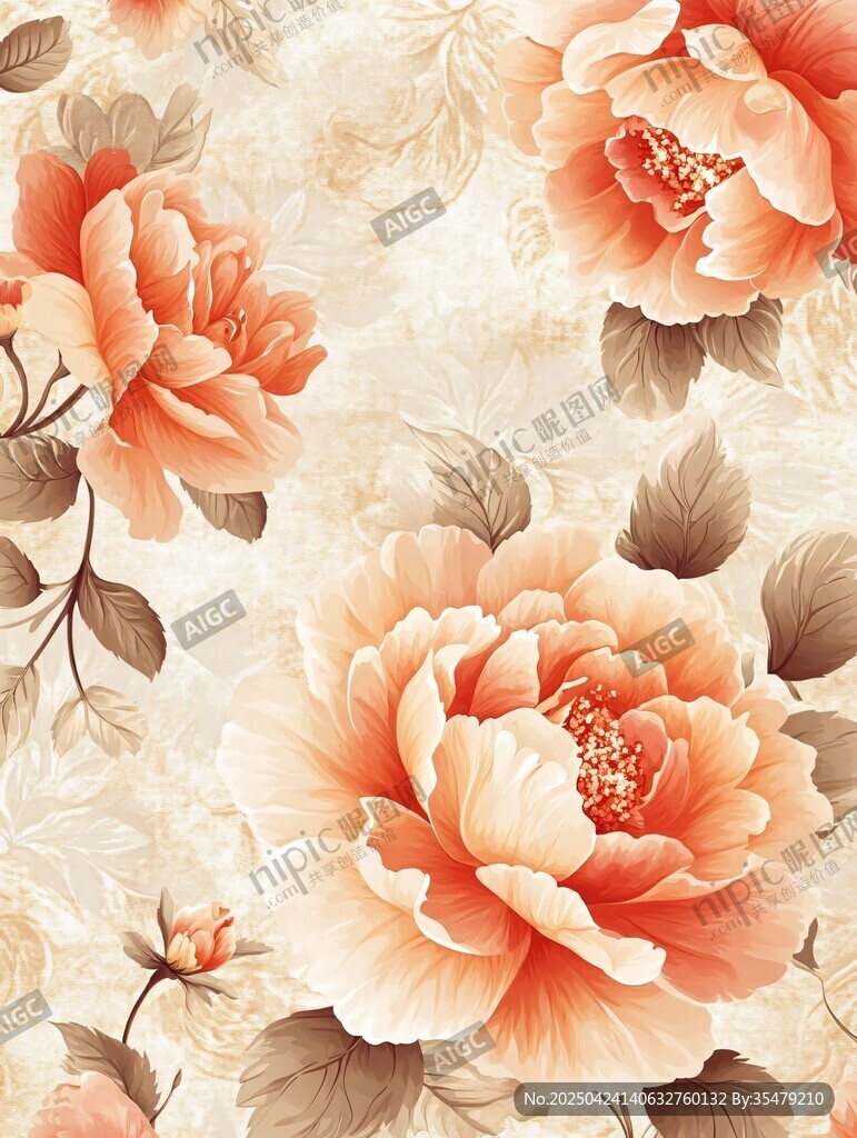 復(fù)古風(fēng)花卉圖案精美壁紙