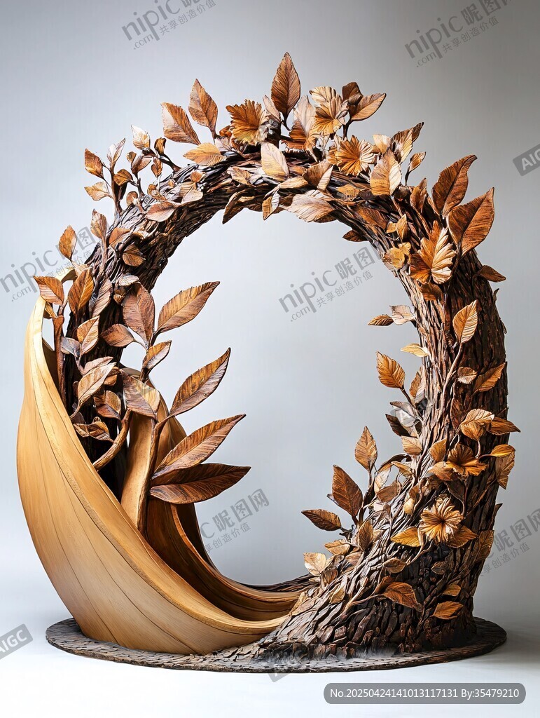 木雕花環(huán)藝術(shù)品展示