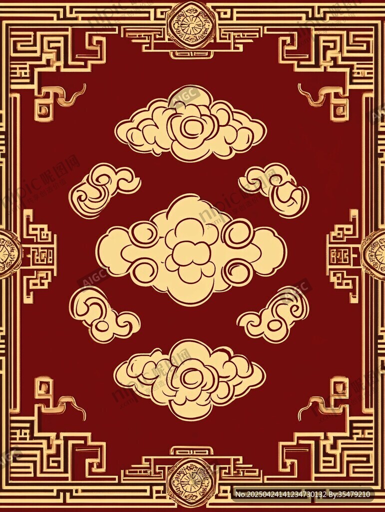 中式傳統(tǒng)祥云邊框圖案