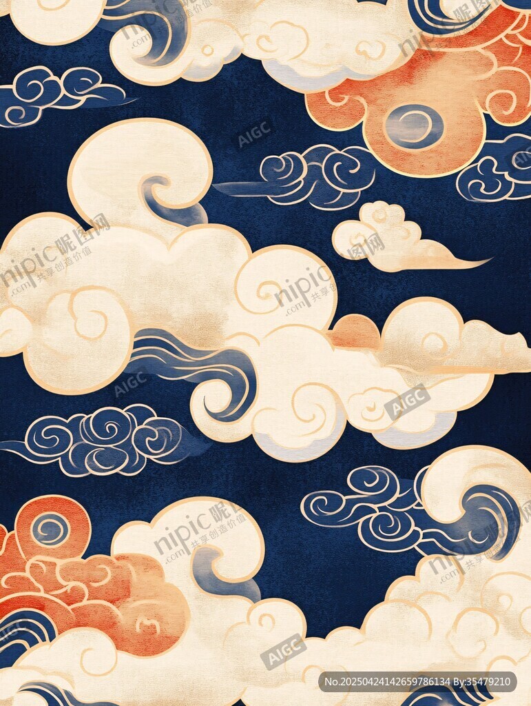 中式云紋圖案 典雅古韻風
