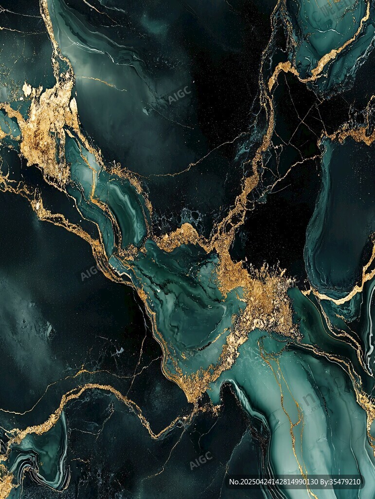 墨綠金紋大理石紋理圖案