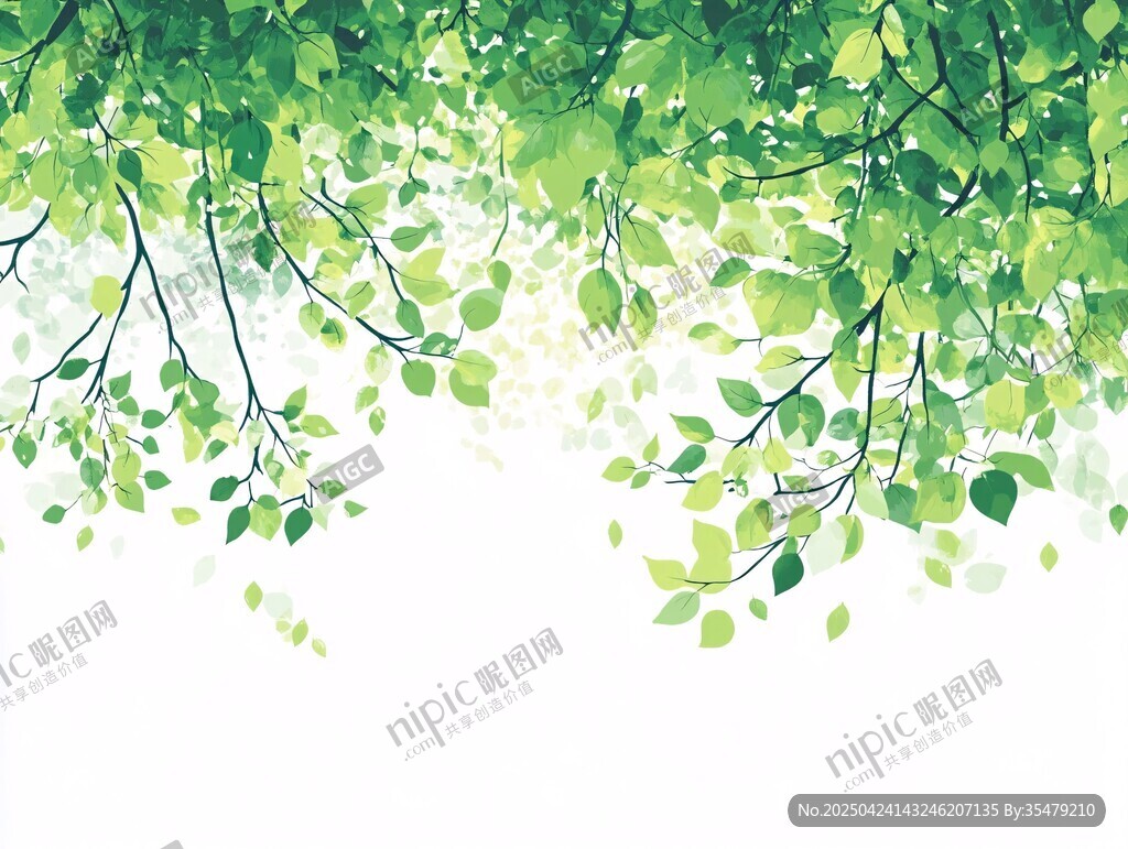 翠綠枝葉懸垂清新背景