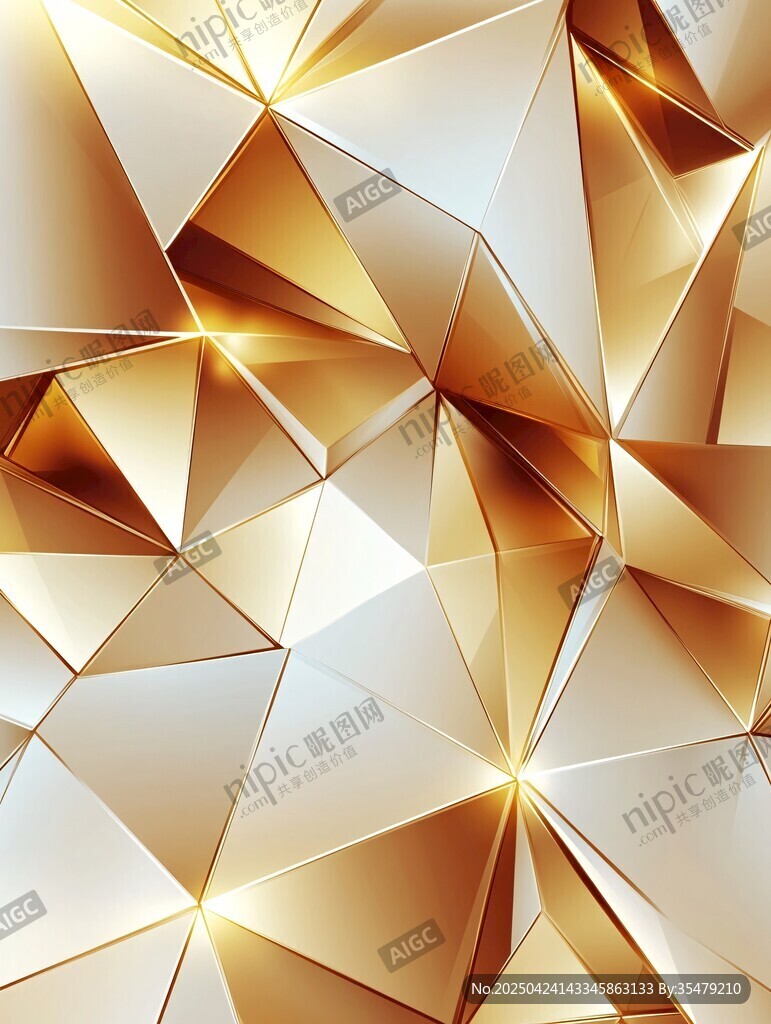 金色幾何立體抽象背景圖