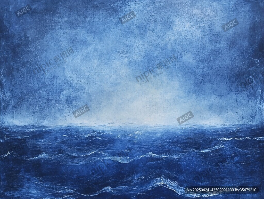 藍色海洋抽象藝術畫作