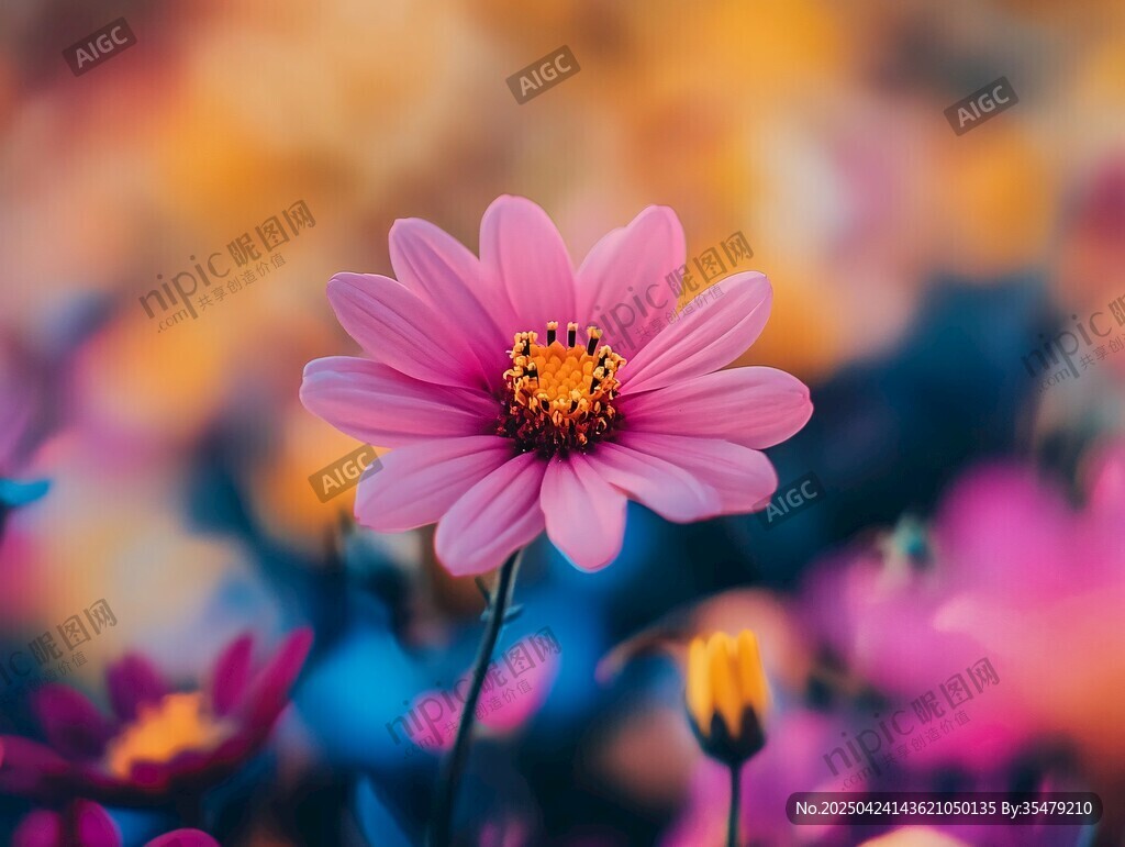 獨綻的粉色花朵