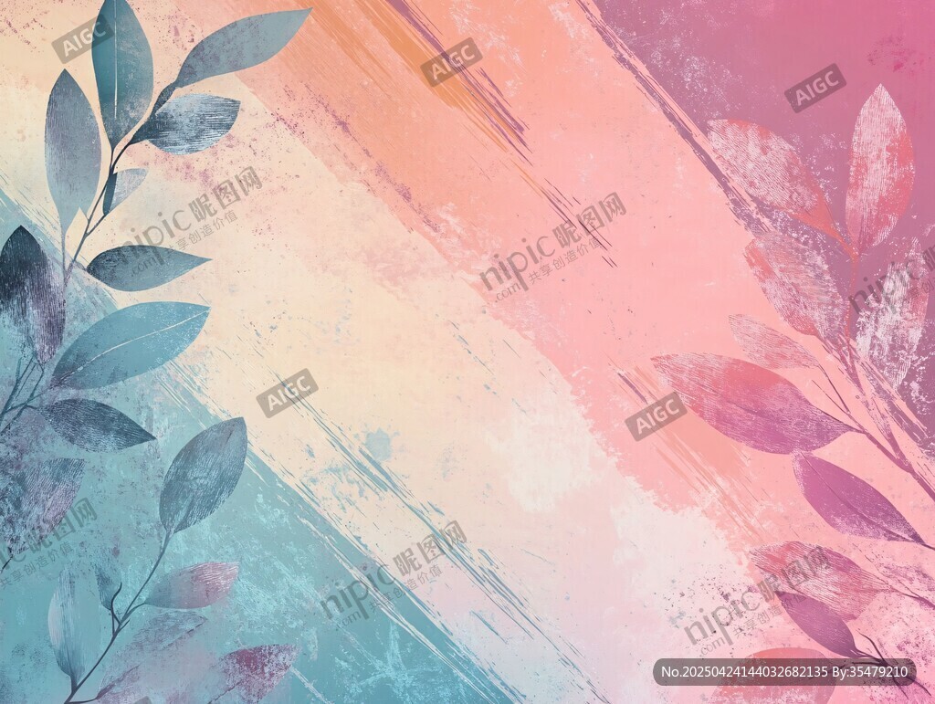 夢(mèng)幻葉影多彩水彩背景