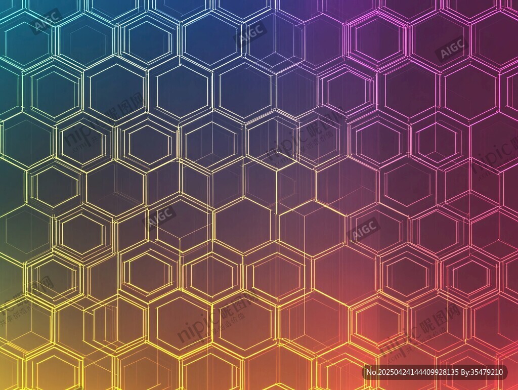 漸變六邊形幾何圖案背景