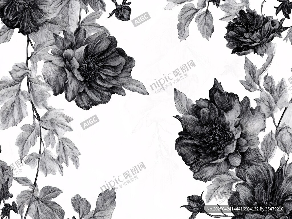 黑白花卉圖案