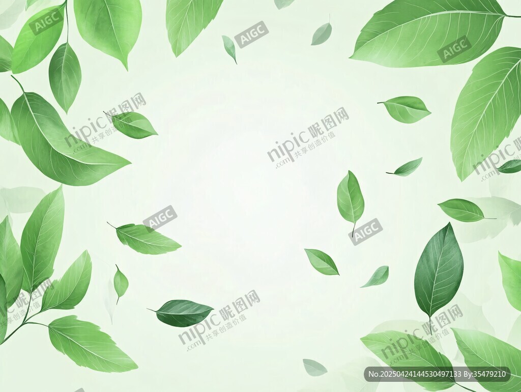 清新綠葉背景圖