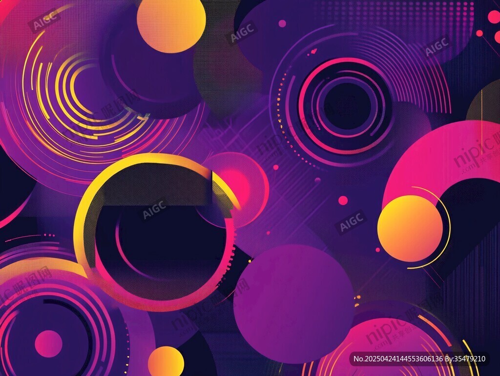 炫彩幾何圓形抽象背景圖