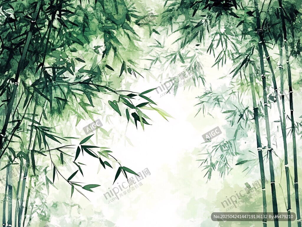 水墨竹林意境圖