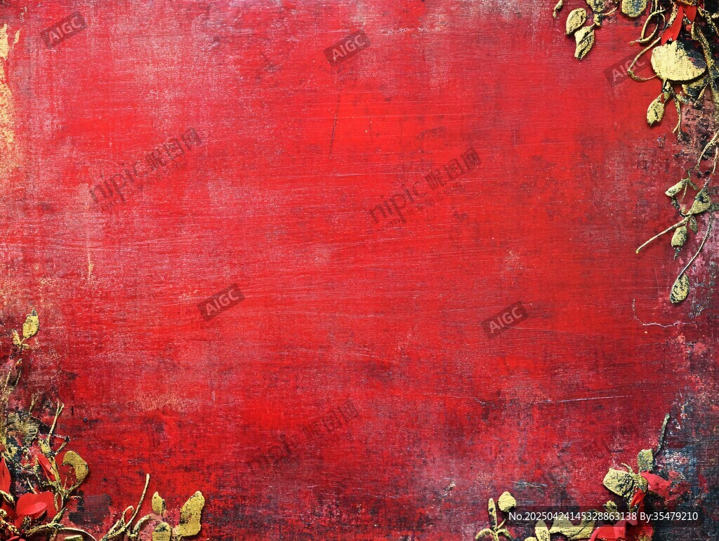 紅色復(fù)古風(fēng)花卉邊框背景圖