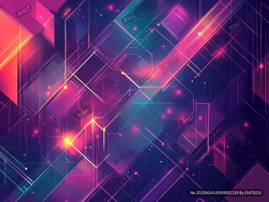 炫彩科技風(fēng)幾何線條背景