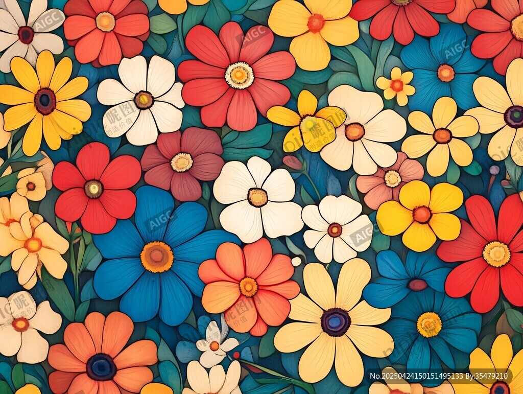 繽紛多彩花卉圖案背景