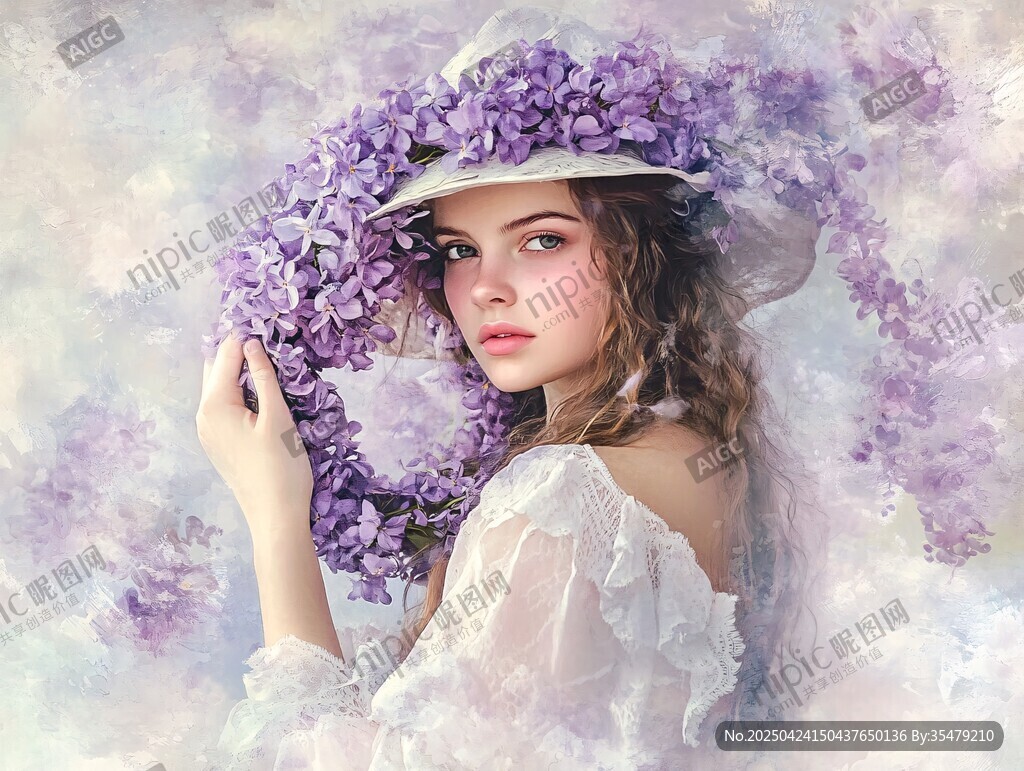 夢(mèng)幻紫花少女優(yōu)雅瞬間