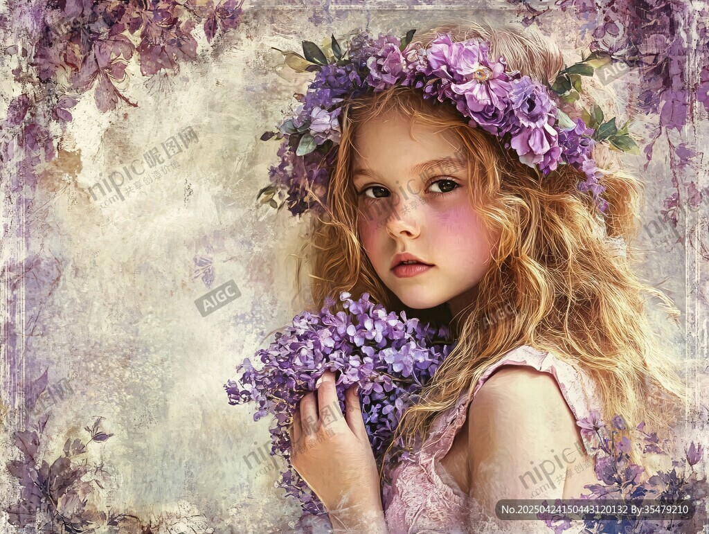 紫花少女的夢幻浪漫瞬間