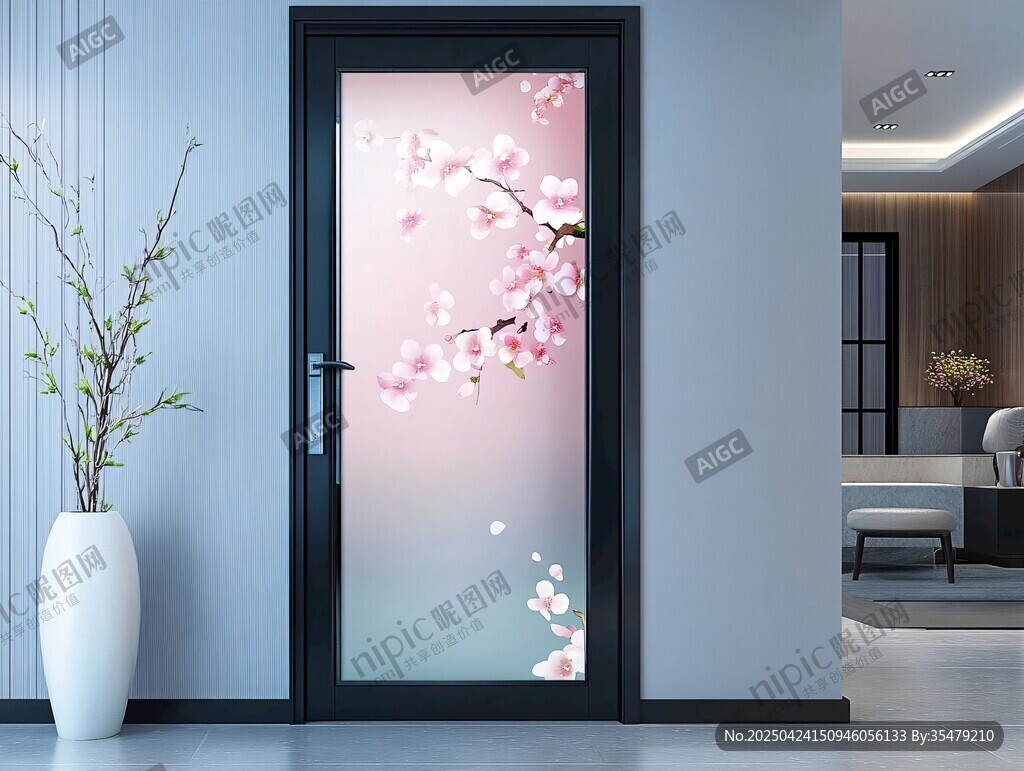粉色櫻花玻璃門 家居之美
