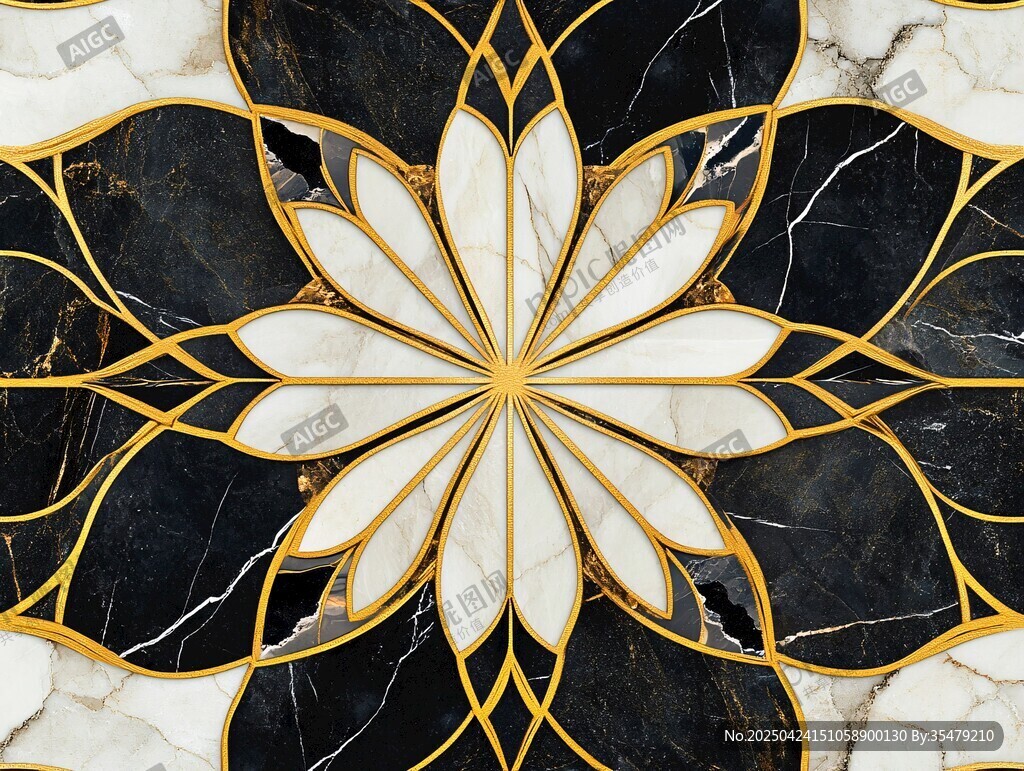 黑金大理石花卉裝飾圖案