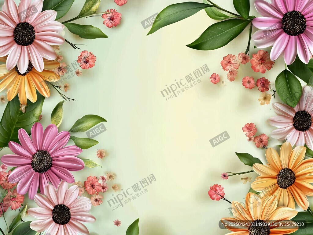 花卉環(huán)繞的清新背景圖