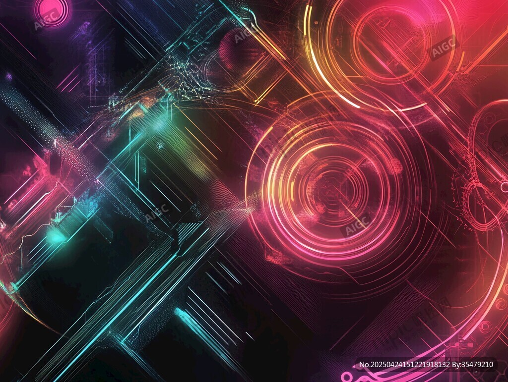 炫彩科技感抽象線條背景圖