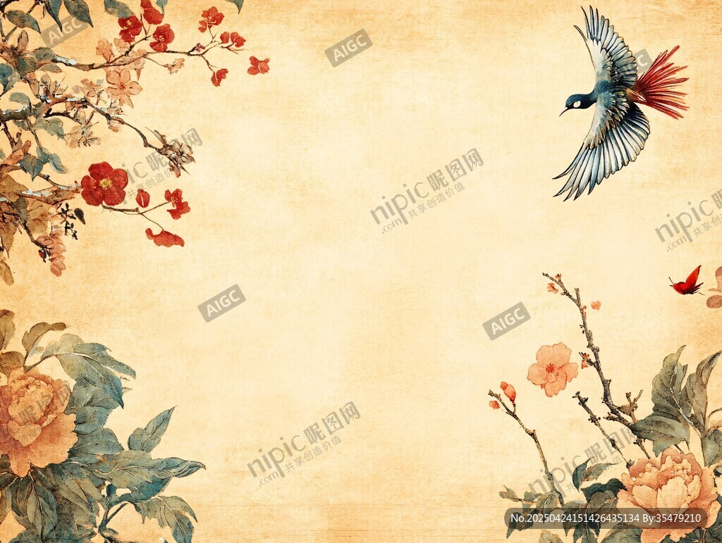 中式花鳥圖 古韻悠然