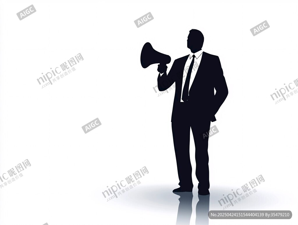 商務人士手持擴音器剪影