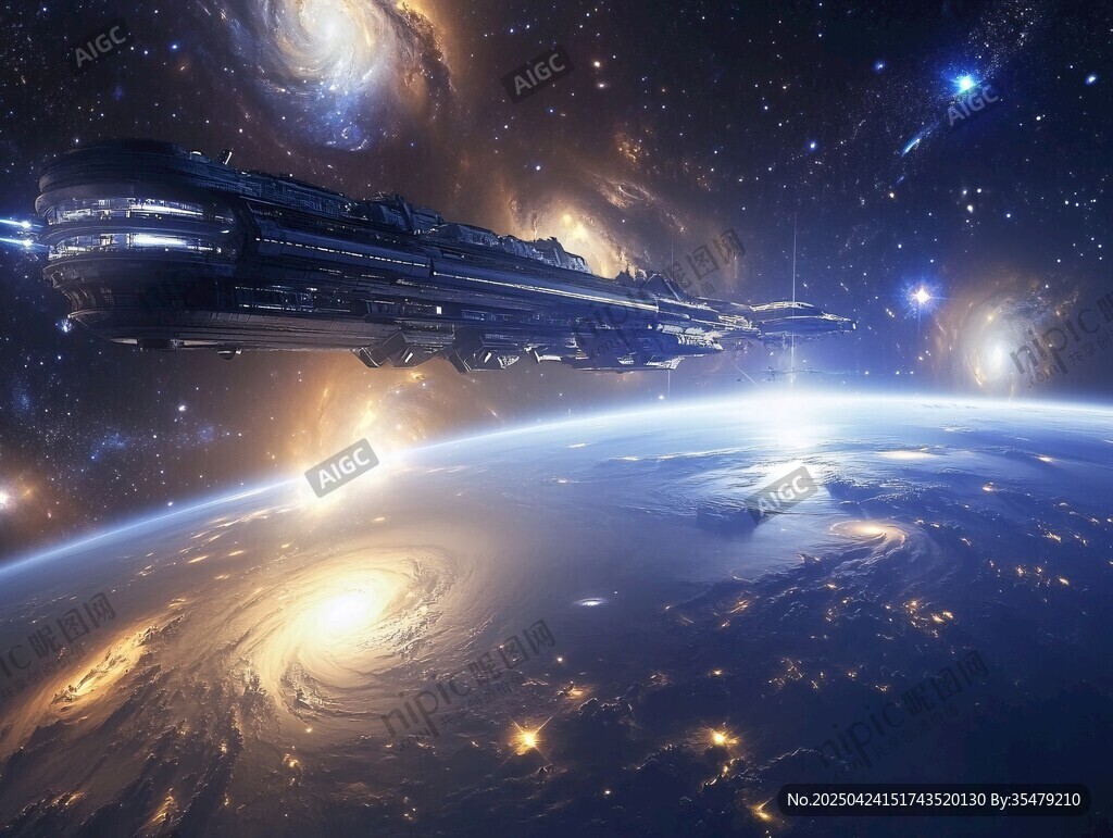 星際巨艦穿梭浩瀚宇宙