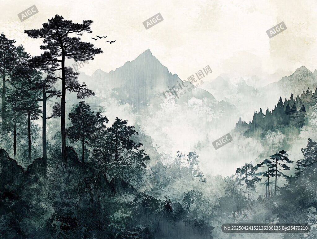 水墨山林間的靜謐景致