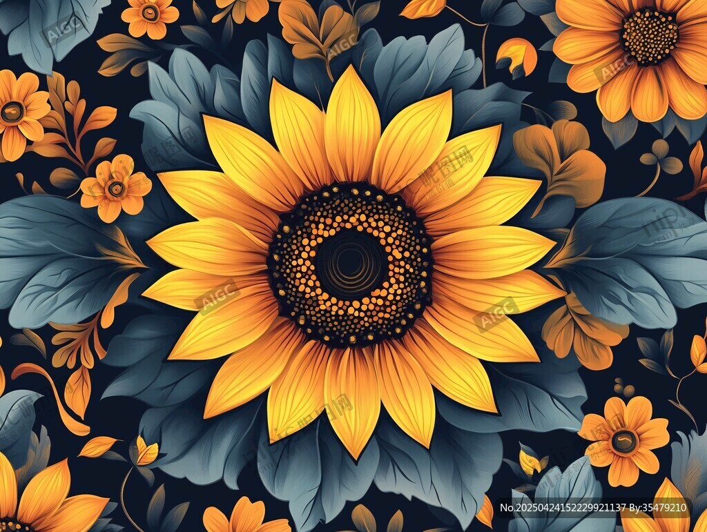 向日葵花卉圖案背景圖