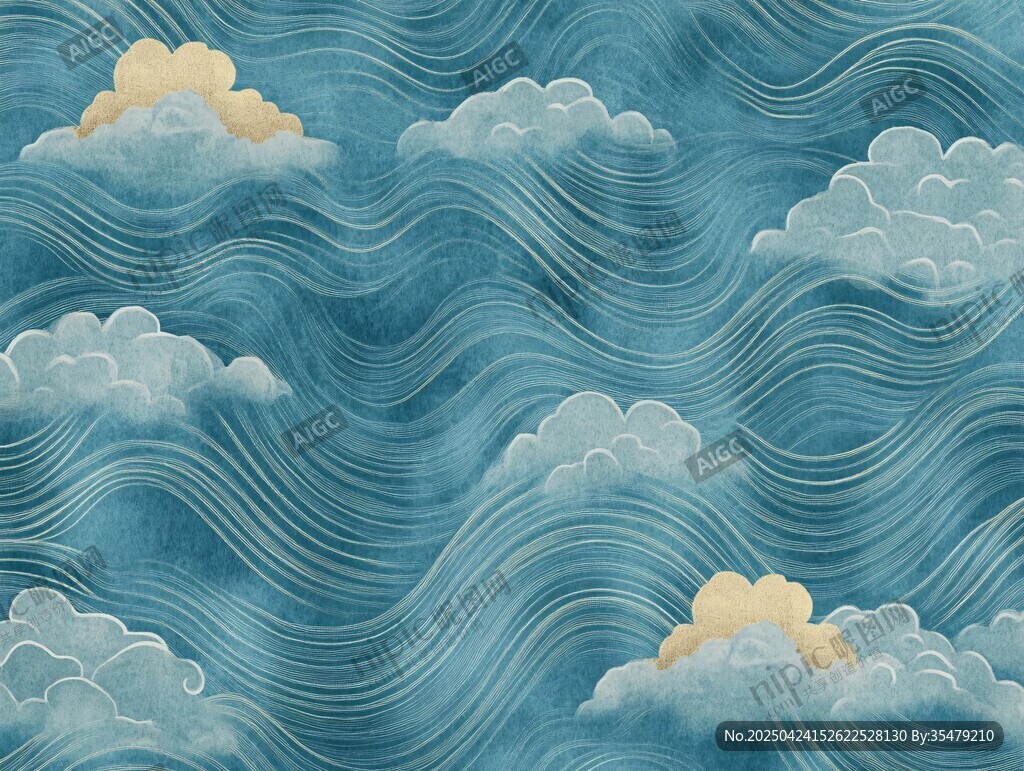 中式云海波浪紋理圖案