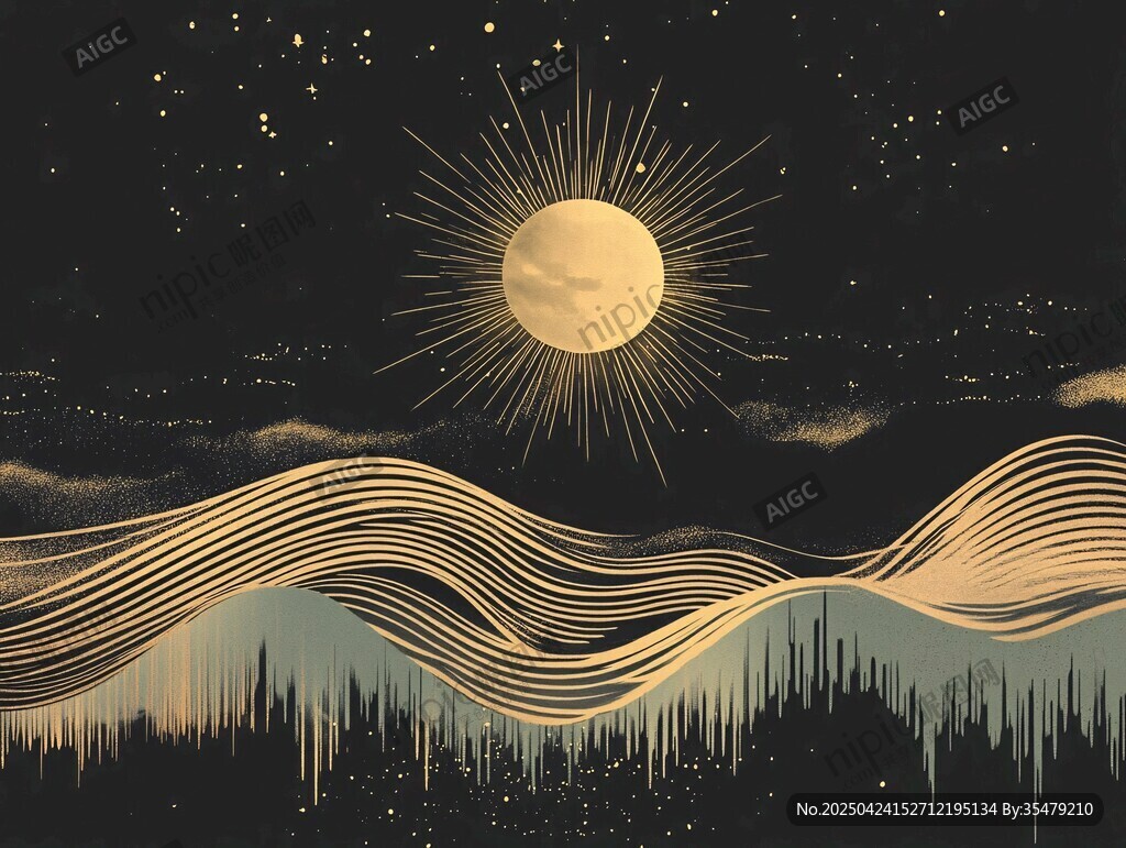 月夜下的波浪與璀璨星空