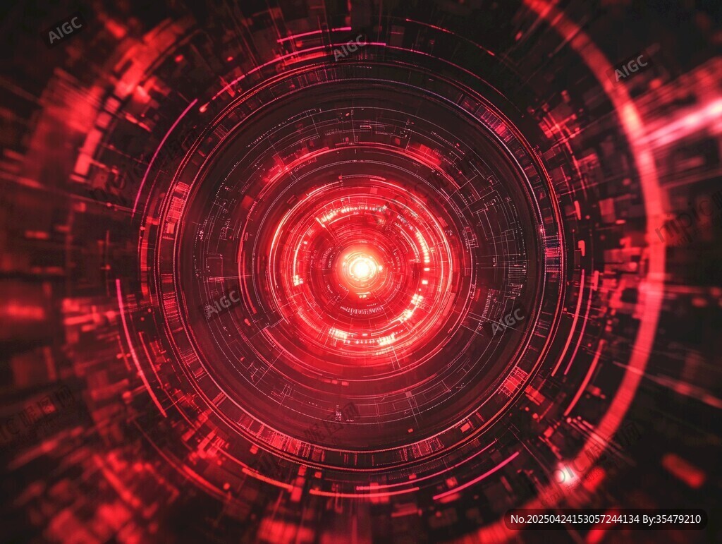 紅色科技感環(huán)狀光效背景