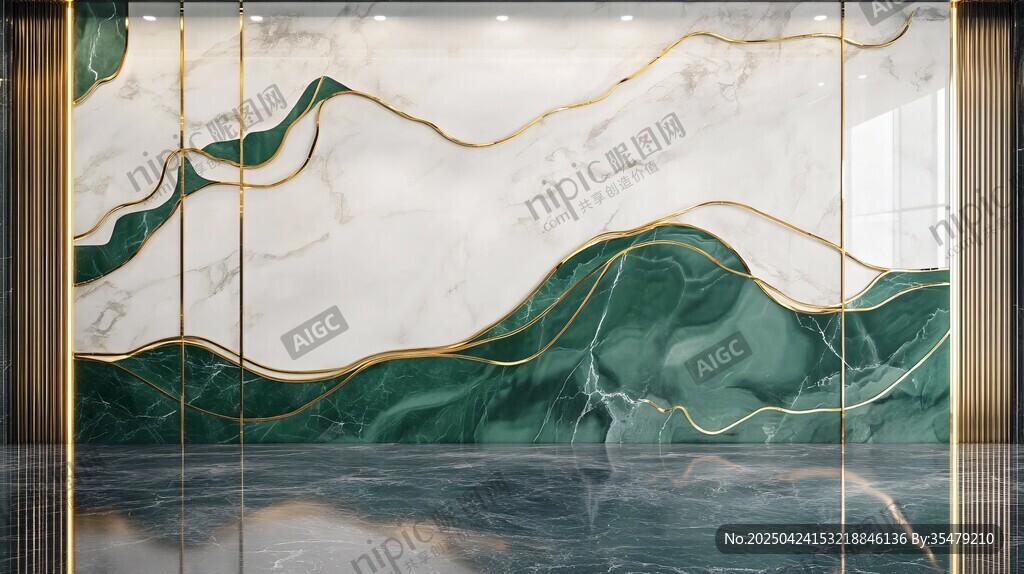 綠白大理石紋奢華墻面