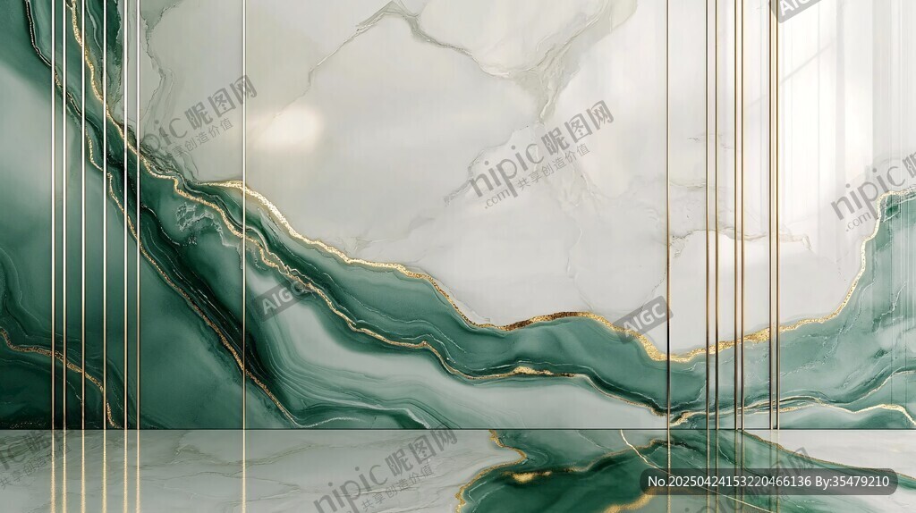 綠白大理石紋奢華墻面