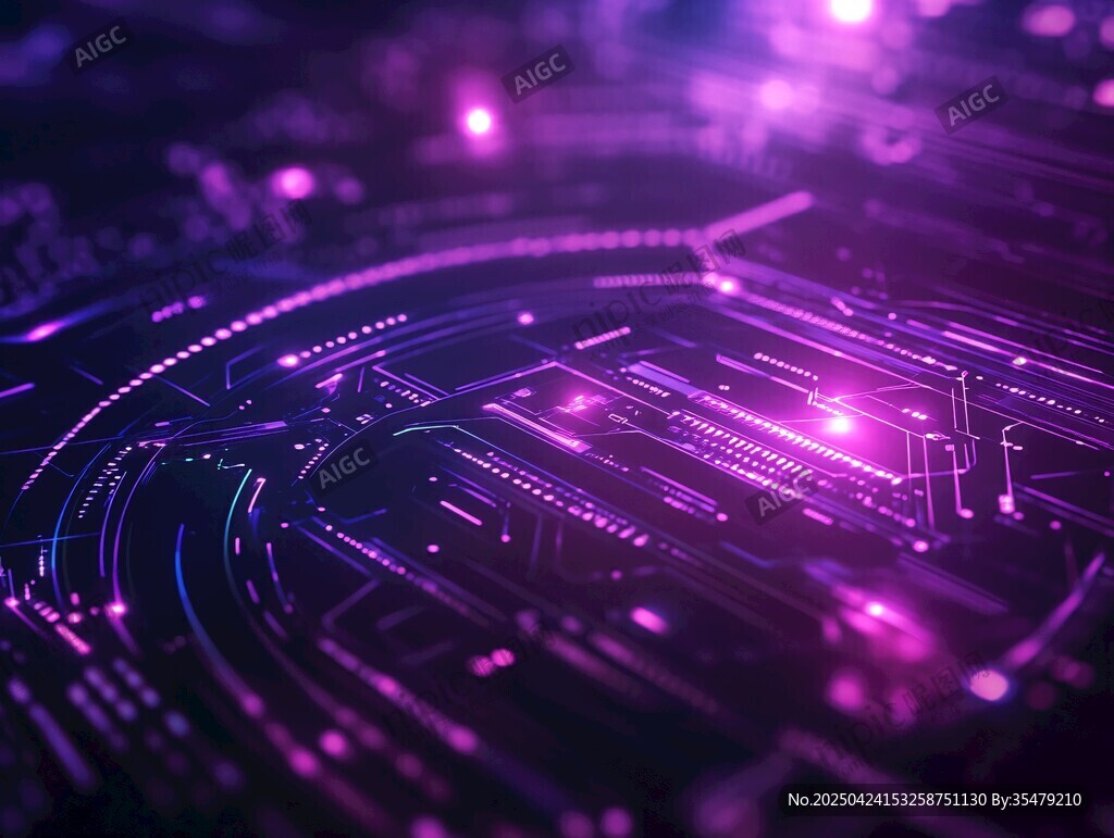 夢(mèng)幻紫調(diào)科技電路背景圖