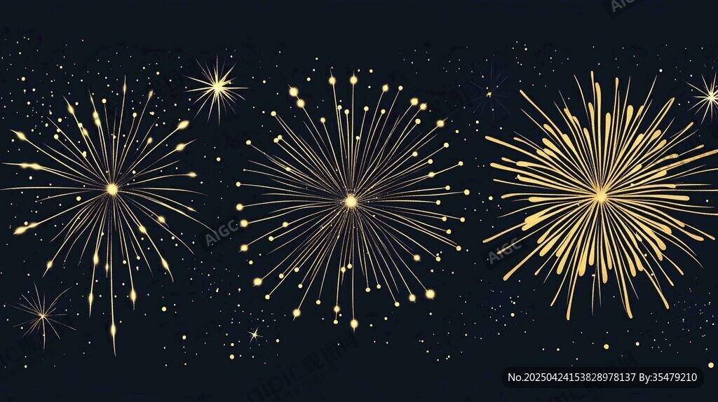 夜空中絢麗的金色煙花