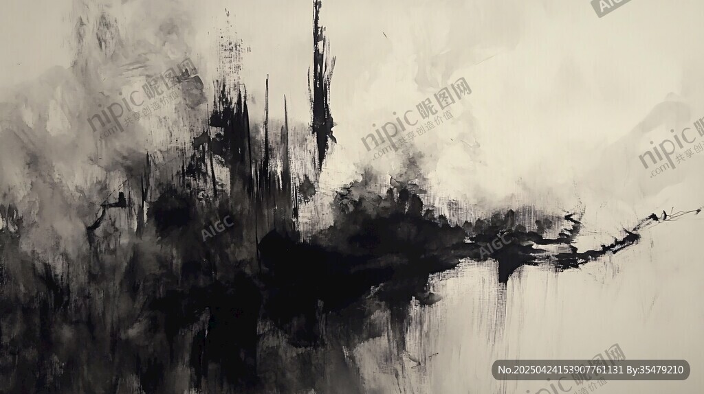 水墨意境抽象風(fēng)景畫(huà)作