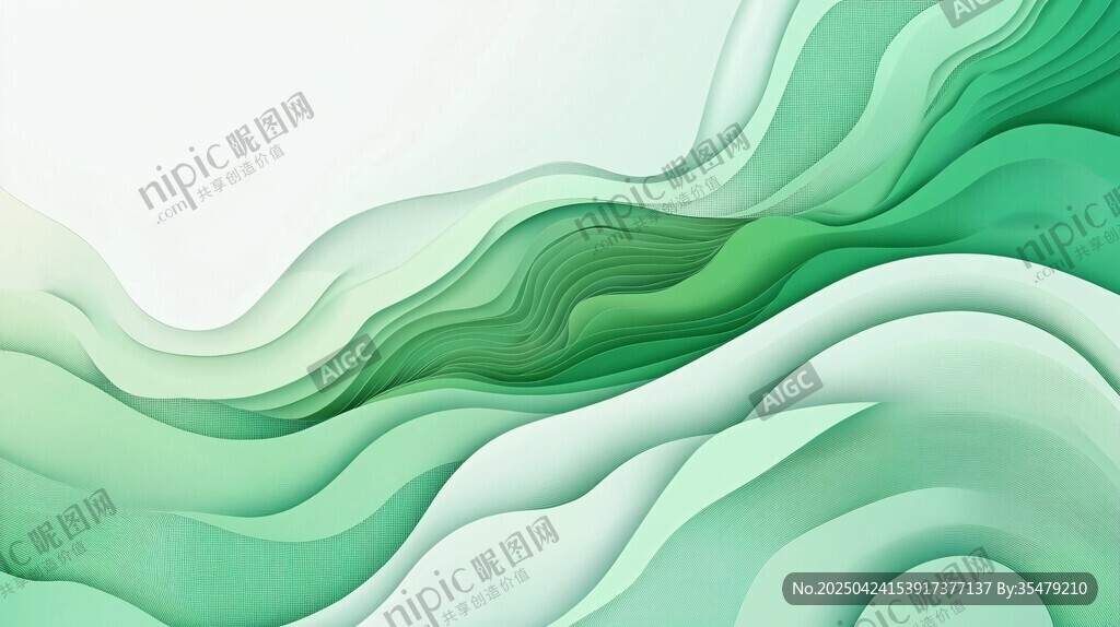 清新綠韻波浪背景圖案
