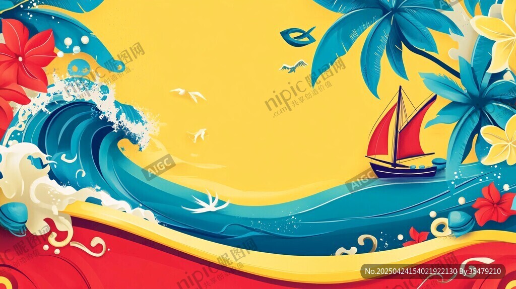 夏日海洋帆船夢幻風(fēng)光