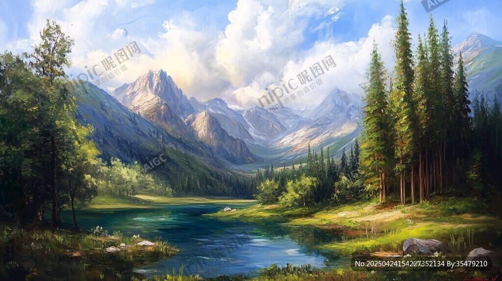 山間湖畔美景