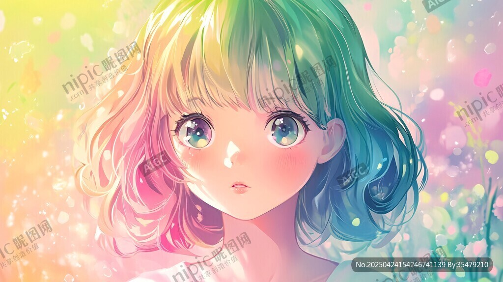 夢幻色彩的動漫少女形象