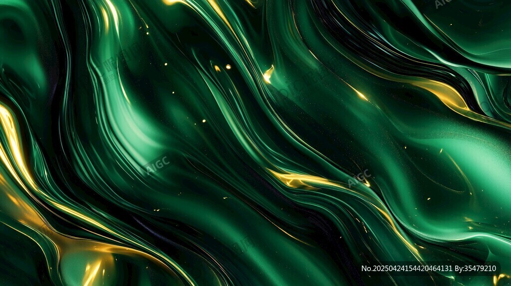 流動綠金質(zhì)感抽象背景圖