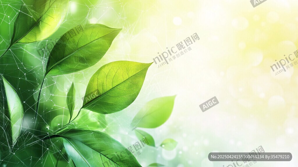 清新綠葉背景圖