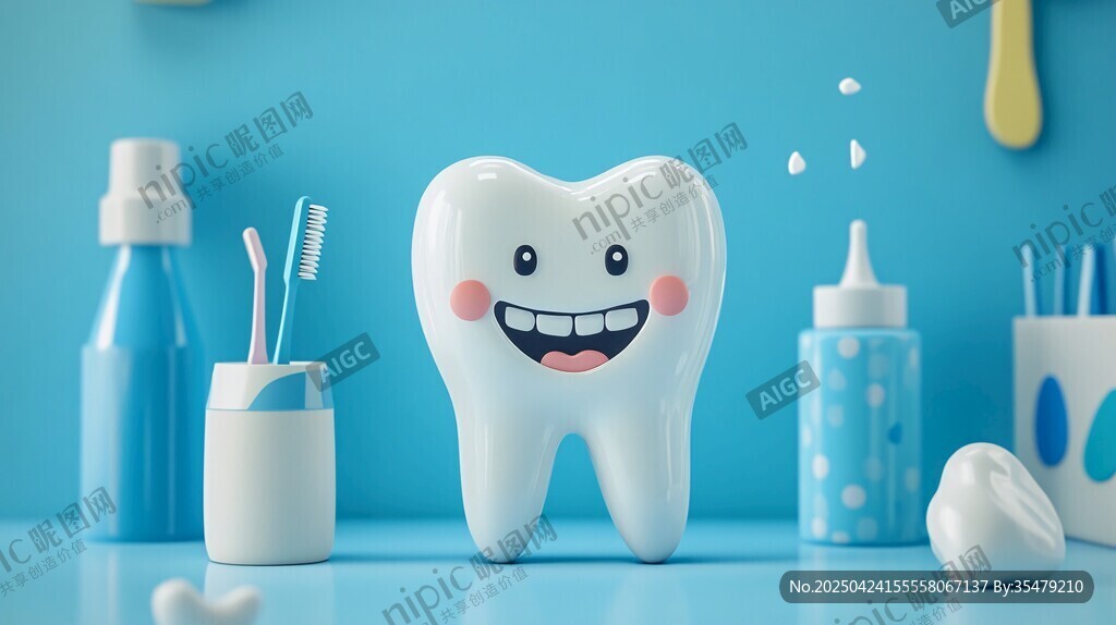 可愛(ài)牙齒擺件與口腔護(hù)理品