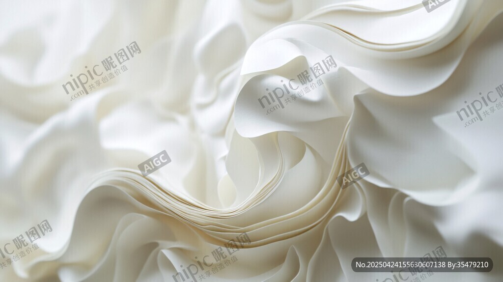 白色絲綢織物的優(yōu)雅褶皺